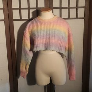 Rainbow midriff sweater by  Newberry Kustom sz sm